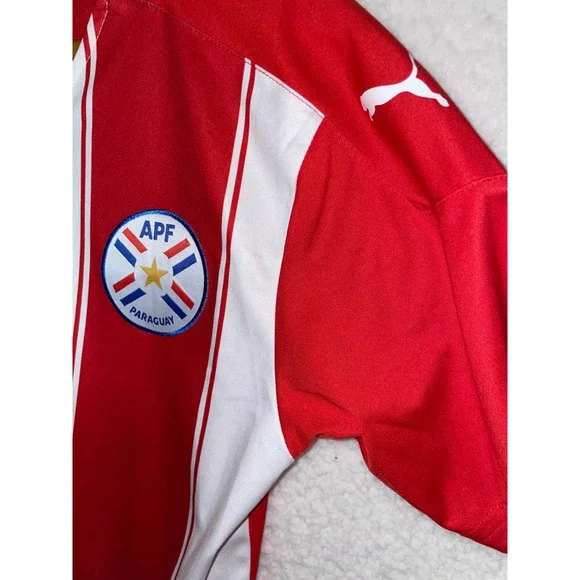 Puma Paraguay APF National Team Soccer Jersey Red White Striped Mens Small S - Picture 3 of 10